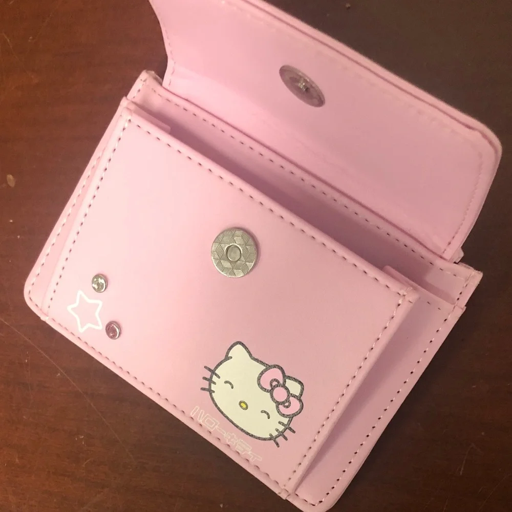 Hello Kitty Pink Kids Coin Purse Wallet with Star & Heart Accents
